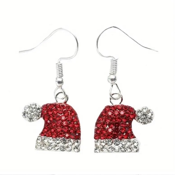 Festive Red and Silver Santa Hat Jewelry Set - Picture 6 of 7